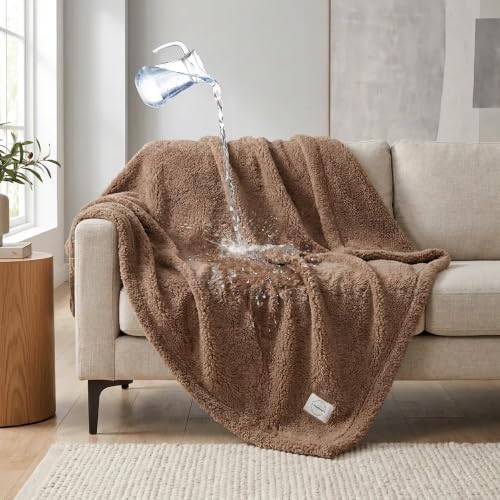 Dark Blankets for Dogs Brown Pets Throw Blanket for Couch Reversible Pet Bed Cover Puppy Fluffy Jacquard Blankets Leakproof Sofa Couch Cover Cat Pet Mats for Warm Washable-Camel,M