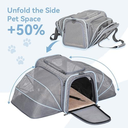 Petsfit Medium Double Expandable Cat Carrier for Cats and Small Dogs