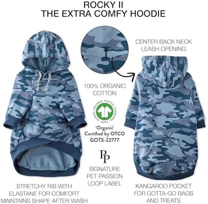 Pet Passion Rocky II Dog Hoodie, Navy Camo, XX-Small