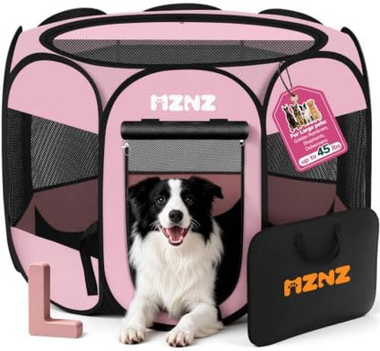 Dog Cat Small Animal Puppy Playpen Crate, Large, Whole Pink