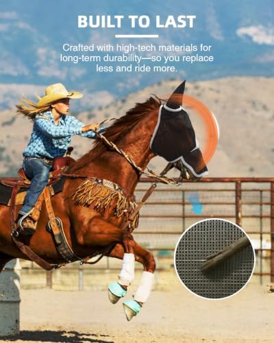 Hilltown Horse Fly Mask with Ears and Nose Cover - Full, Grey