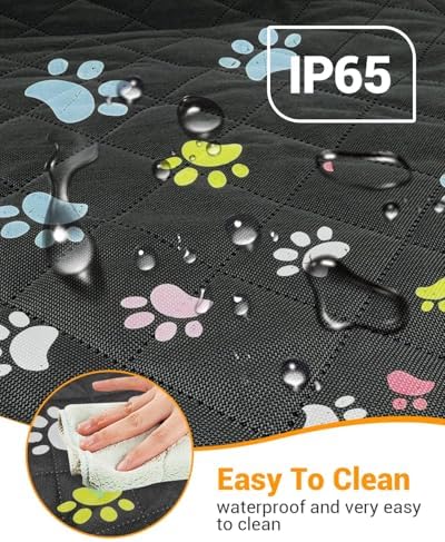 Dog Car Seat Cover, 600D Heavy Dute Car Seat Cover for Dogs Pets, 100% Waterproof Anti-Scratch Nonslip Dog Hammock for Cars, Seat Covers Protector with SeatBelt for Sedan SUV Truck Standard Paw