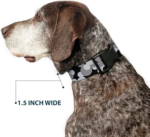 Buckle-Down "Mickey Mouse Head Stacked" Plastic Clip Collar, Black/Grays, 1/2" Wide-Fits 8-12" Neck-Medium