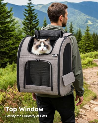 pecute Cat Backpack Expandable, Dog Carrier Backpack Breathable, Large