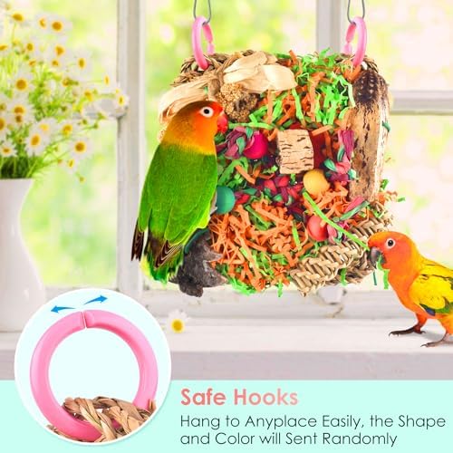 KATUMO Bird Toys, Grass Mat Shredding Hanging Toy for Budgie Parakeet