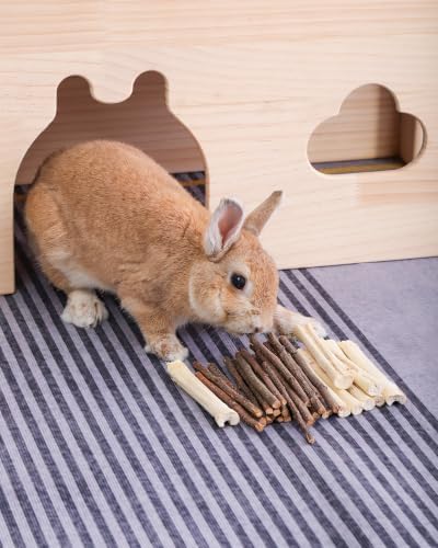 Niteangel Natural Timothy Hay Sticks Timothy Molar Rod Apple Sticks for Rabbits, Chinchilla, Guinea Pigs and Other Small Animals (Apple Twig & Bamboo)