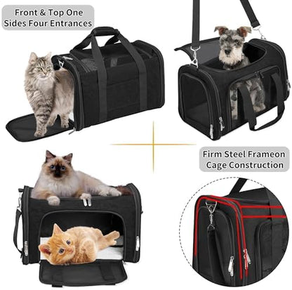 Soft-Sided Cat/Dog/Pet Carrier, Collapsible Pets Travel Carriers