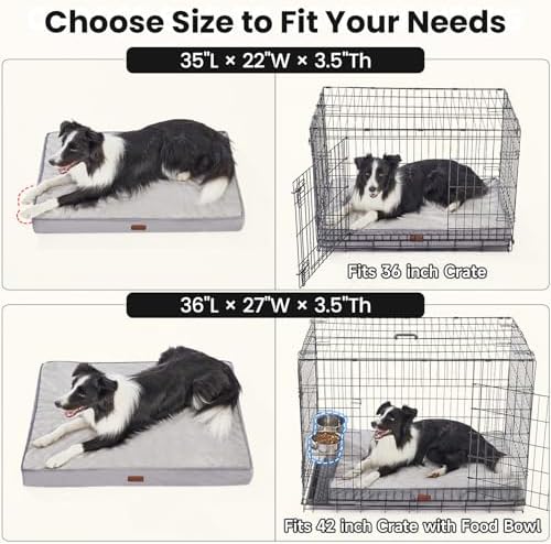 OhGeni Orthopedic Waterproof Med Large Dog Bed, Memory Foam, 36 inch(Gray)