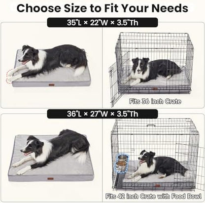 OhGeni Orthopedic Waterproof Med Large Dog Bed, Memory Foam, 36 inch(Gray)