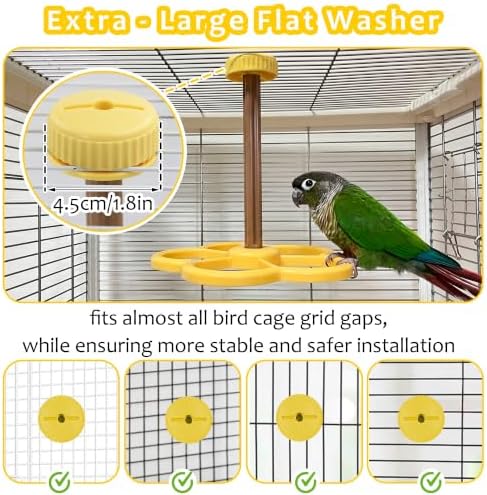 Washable Bird Spinning Perch Toy, with 1.8'' Washer Fit Most Cages