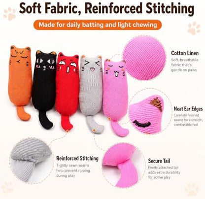 Legendog 5Pcs Bite Resistant Catnip Toy for Cats,Catnip Filled Cartoon Mice Cat Teething Chew Toy