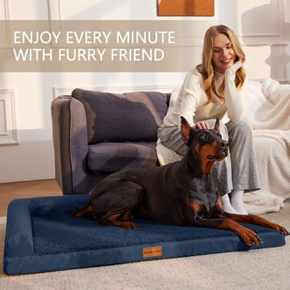 Patas Lague Orthopedic Large Dog Bed Washable Pet Sofa Bed 42X28 Navy Blue