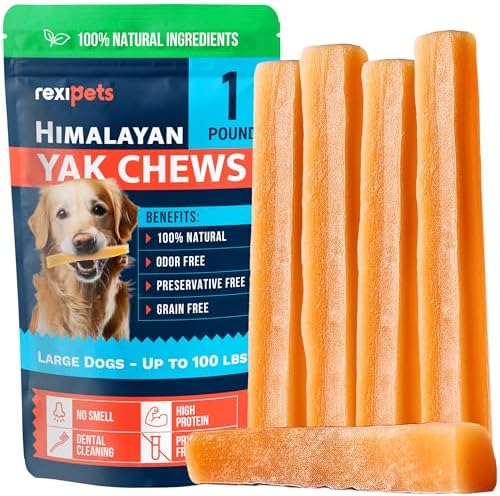 100% Natural Yak Cheese Himalayan Made Dog Chews All Breeds - Lactose Free Yak Chew for Small Medium & Large Dogs - Dental Cleaning Dog Chews for Aggressive Chewers - Long Lasting Odor & Gluten Free