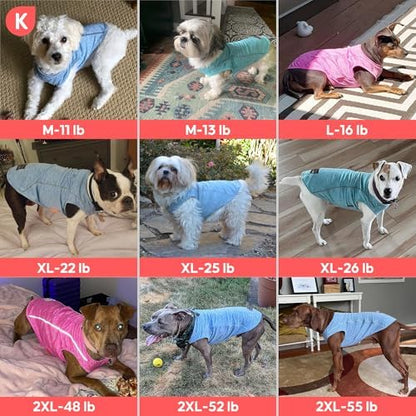 KYEESE Reflective Dog Shirt, Lightweight Sun Protection Dog T Shirts for Small Dogs, Breathable Sleeveless Pet Tank Top Summer Dogs Clothes for Night Walking Outdoor, Coral Red, M