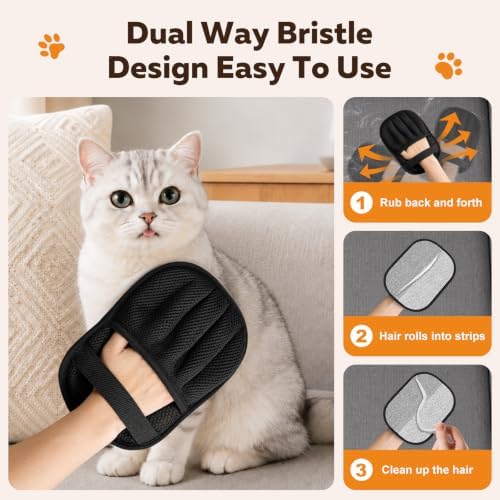 Electrostatic Pet Hair Removal Glove Cat & Dog, Reusable Pet Hair Glove