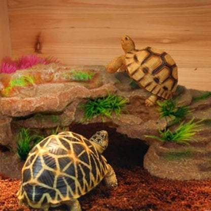 kathson Turtle Basking Platform,Tortoise Resin Climbing Rock Rectangular Resting Terrace Tank Accessories,Reptiles Dock Hide Cave Habitat Decoration for Bearded Dragon Lizard Geckos Spiders (3 PCS)