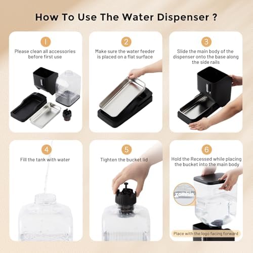 ZOMISIA 2.1 Gallon Gravity Dog Water Dispenser with Stainless Steel Bowl
