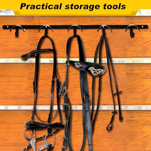 Zonon 2 Pcs Bridle Rack for Horse Wall Mount, Horse Tack Bulk, Five Hooks
