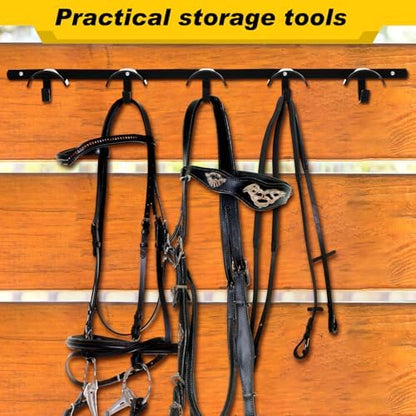 Zonon 2 Pcs Bridle Rack for Horse Wall Mount, Horse Tack Bulk, Five Hooks