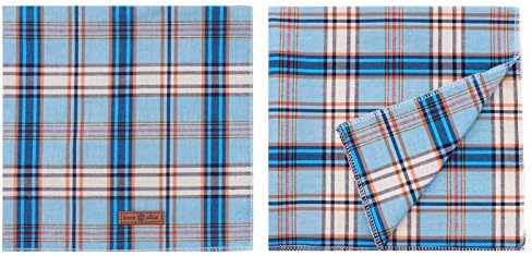 Lionet Paws Dog Bandana for Small Medium Large Dogs, Cat Kerchief Blue Plaid, Triangle Bibs Scarf for Girl or Boy
