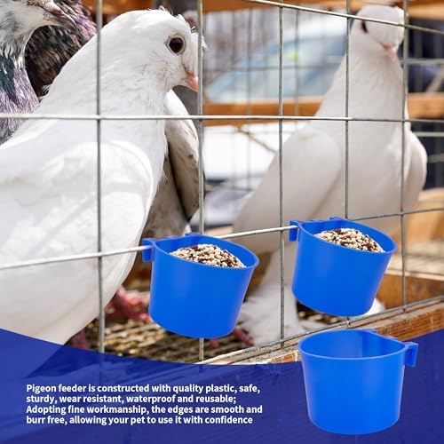 40 Pcs Cage Cups Birds Feeders Bird Water Dispenser Hanging Quail Waterer Plastic Chicken Feeding Watering Dish for Small Coop Parrot Parakeet PET Poultry Gamefowl Food Seed Bowl Supplies(Blue,8oz)
