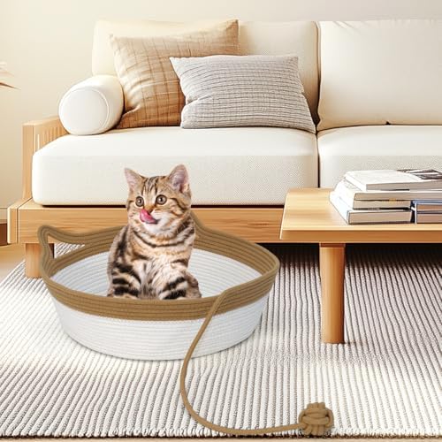 Cat Bed, Cotton Rope Instinct Basket for Cats, Handwoven Cat Beds