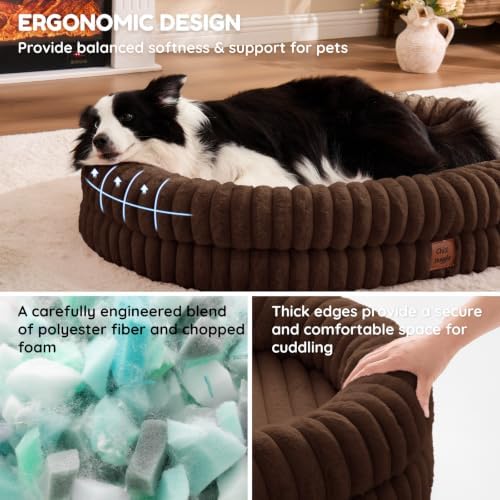 ChiXnuggle Orthopedic Dog Bed, Washable Cover, Faux Fur Bolster Pet Couch