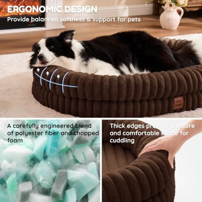 ChiXnuggle Orthopedic Dog Bed, Washable Cover, Faux Fur Bolster Pet Couch