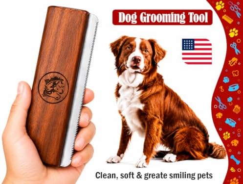 Original Deshedding Grooming Tools for Dogs, Cats & Horse Easy Ergonomic Wooden Groom pro Professional Brush Grooming Tool, Remove painlessly 95 Percent of Lose Hair Fur & Dirt (5 inch)
