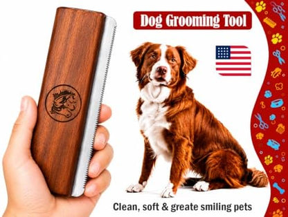 Original Deshedding Grooming Tools for Dogs, Cats & Horse Easy Ergonomic Wooden Groom pro Professional Brush Grooming Tool, Remove painlessly 95 Percent of Lose Hair Fur & Dirt (5 inch)