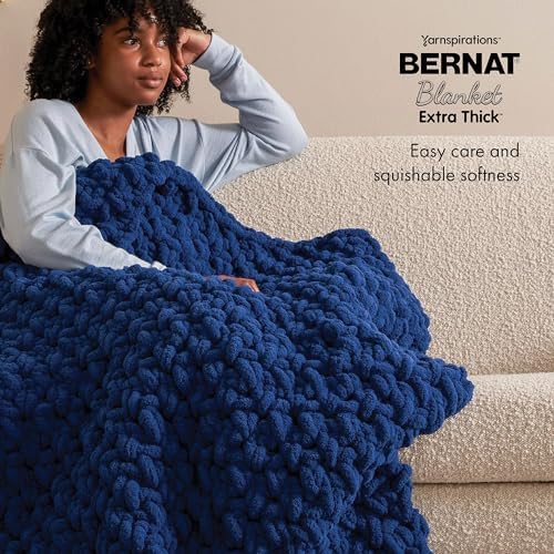 Bernat Blanket Extra Thick Chunky Yarn for Crocheting, Deep Navy