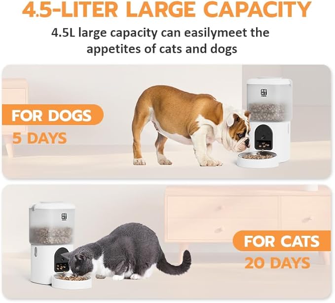 Automatic Cat Feeder with Camera 1080P HD Video 2.4G&5G WiFi Cat Water Fountain with Moving Water Feature Timed Auto Feeder with APP Control,Multiple Cats, Detachable for Easy Clean