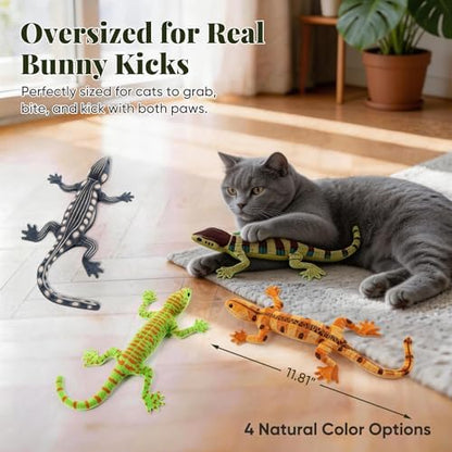 CiyvoLyeen Plush Lizard Catnip Toys for Indoor Cats 4 Pack
