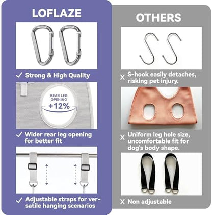 Loflaze Dog Grooming Hammock Harness for Dogs & Cats with Pet Nail Clipper Trimmer - Cat Hanger Sling for Trimming Clipping Nails- Dog Hammock Restraint Bag for Small Medium Large pet （ Purple M）