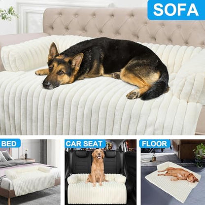 Dog Couch Bed, Couch Cover for Dogs Washable, Dog Bed for Couch(White, L)