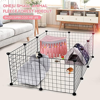 Guinea Pig Hideout - Guinea Pig Corner Hideout, Three-Sided Fringes, Triangle Top and Washable Hides, Suitable Hides for Rabbit and Other Small Pets, No Metal Fences, Pink