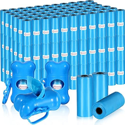Teling 3000 Count Dog Poop Bags with 3 Dispensers, Blue
