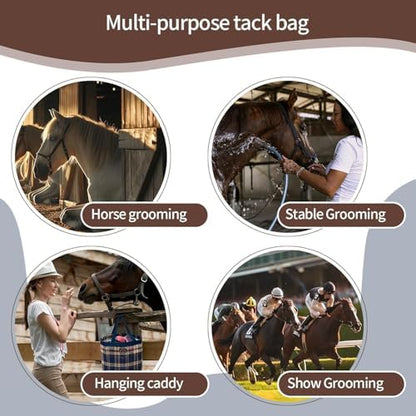 BARN & STABLE Breathable & Waterproof Mesh Horse Grooming Bag with 8 Pockets Tear-Resistant Grooming Tote for Horse Grooming Caddy Bag Organizer to Secure Items(Silver)