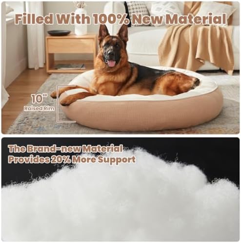 45 inch Soft Touch Fleece Donut Dog Bed for Extra Large Dogs,Brown