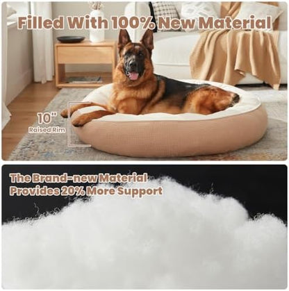 45 inch Soft Touch Fleece Donut Dog Bed for Extra Large Dogs,Brown