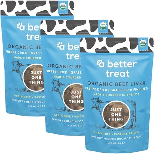 A Better Treat – Organic, Freeze Dried, Single Ingredient, 100% Grass Fed & Finished, Pasture Raised Beef Liver Dog Treats, Cat Treats | Natural Healthy | High Protein, Diabetic Friendly | Made in USA