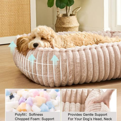 Orthopedic Large Dog Bed Calming Pet Sofa Bed 36''x28'' Khaki