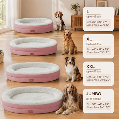Waterproof Orthopedic Dog Bed for Extra Large Dogs, Pink