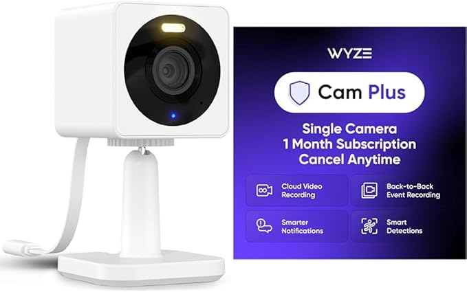 WYZE Cam OG White with Wyze Cam Plus Monthly, covers 1 Wyze camera, Auto-Renews at $2.99/month, Activation Required, Cancel Anytime