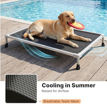 Veehoo Chew Proof Elevated Dog Bed, Silver Aluminum Dog Cot, Pre-Assembled