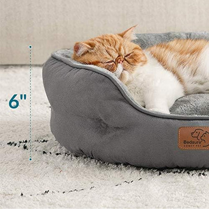 Bedsure Small Dog Bed Washable,Round Cat Beds for Indoor Cats,20in Grey