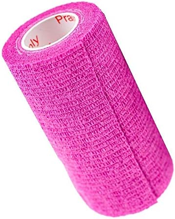 2 Pack Premium Vet Wrap - Self Adhesive Bandage Wrap & Athletic Tape - 4" x 5 Yards Elastic & Self-Sticking Cohesive Bandage for Pets, Sports, Wrists & Ankles - Fuchsia by Prairie Horse Supply