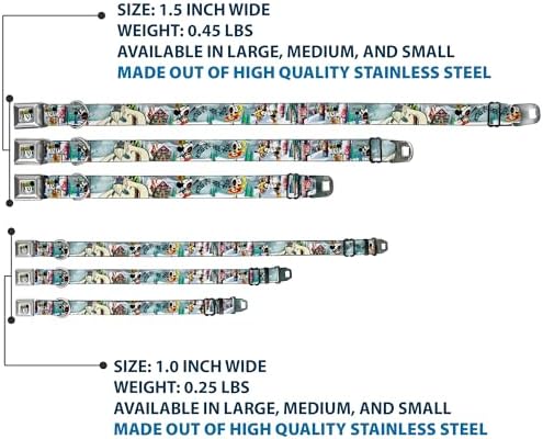Buckle-Down Seatbelt Buckle Dog Collar - Mickey & Minnie Yodelberg Scenes - 1.5" Wide - Fits 16-23" Neck - Medium