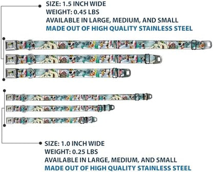 Buckle-Down Seatbelt Buckle Dog Collar - Mickey & Minnie Yodelberg Scenes - 1.5" Wide - Fits 18-32" Neck - Large