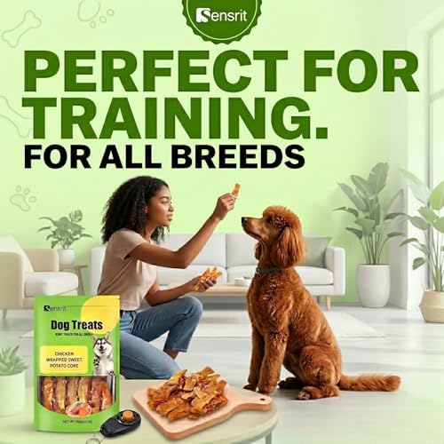 Chicken Wrapped Sweet Potato Dog Treats - 10 Oz (285g) Natural Jerky Treats, High Fiber Sweet Potato Core Wrapped in Real Chicken Breast, Healthy Training Rewards for All Dogs